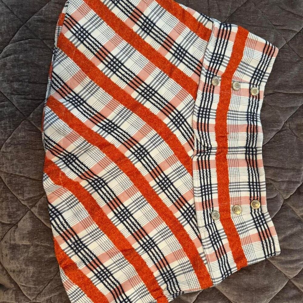 NWT Anthropologie Maeve Orange Plaid Mini Skirt XL $138